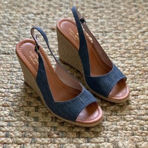 Kate Spade Denim Wedge Sandals Sz 9.5